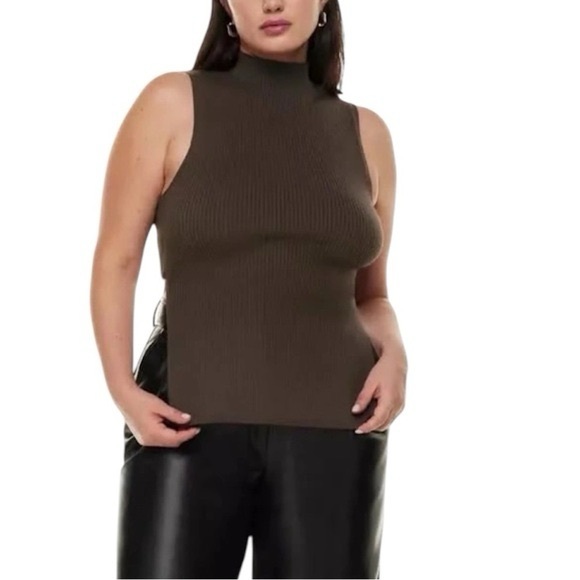 Babaton Tops - Babaton Sculpt Knit Back-Tie Tank Ribbed Knit Top (Last 2 Pictures Taupe)